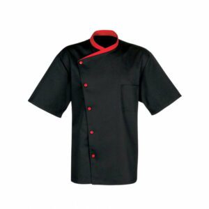 chaqueta-de-cocina-bragard-juliuso-manga-corta-9124-negro-rojo